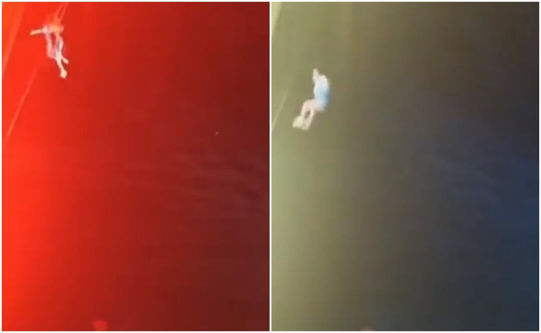 Según los informes, los acróbatas chinos Sun Moumou y Zhang Moumou actuaron sin líneas de seguridad. Foto: Tomada del video