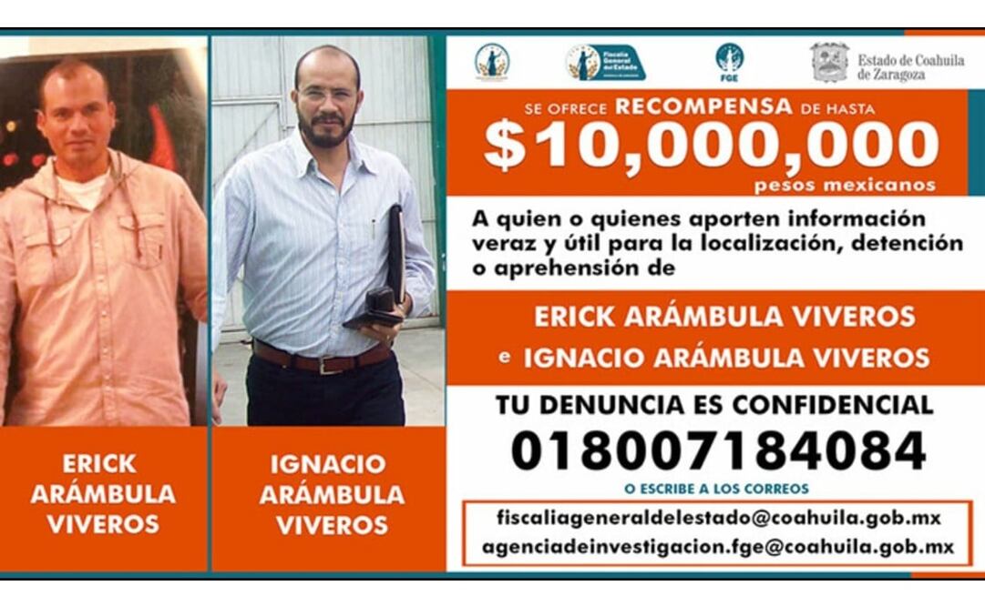 Autoridades ofrecen recompensa a quien informe sobre Erik e Ignacio Arámbula Viveros, presuntos homicidas del candidato del PRI Fernando Purón (FOTO: ESPECIAL)