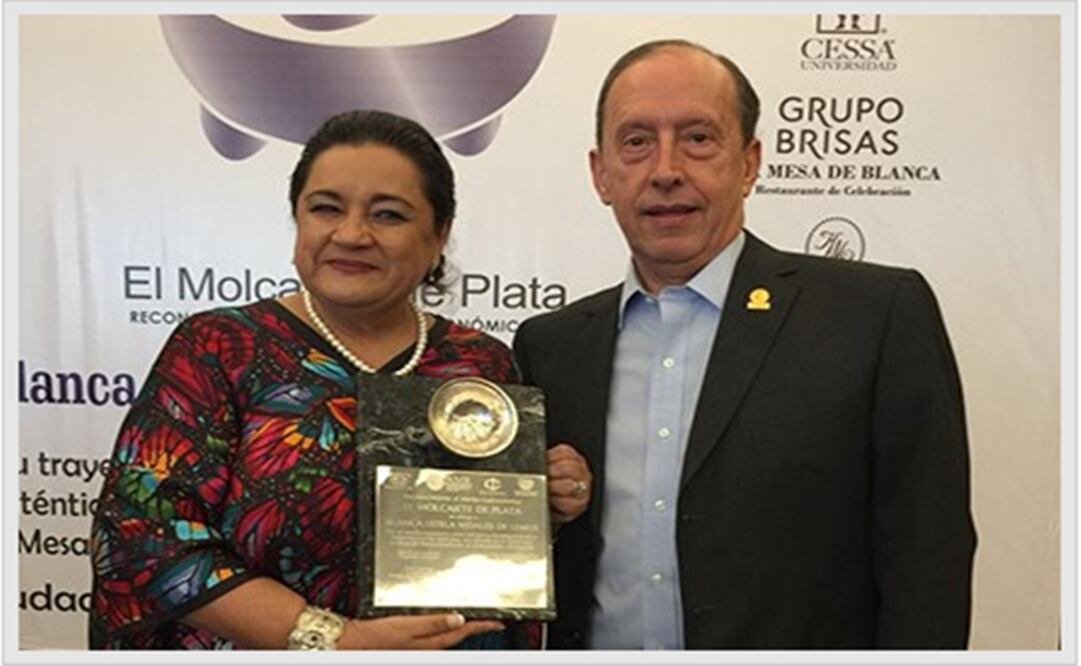 Blanca Estela Vidales de Lemus was awarded 2017 Silver Molcajete- Photo: Taken from Asociación Mexicana de Restaurantes website