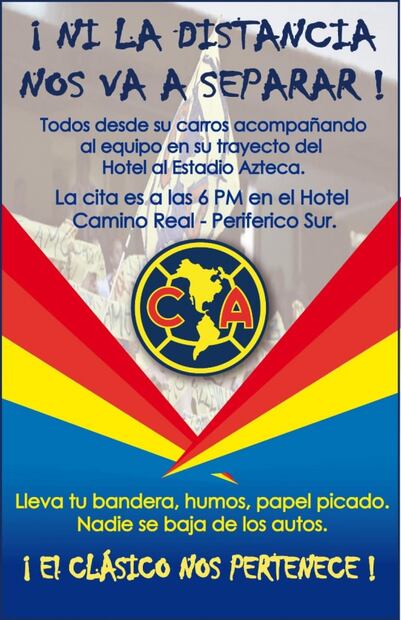 Aficionados del América convocan a caravana previo al Clásico Nacional