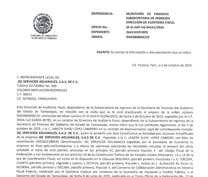 La Secretaría de Tamaulipas pidió a JSC aclarar el origen de transferencias realizadas. Foto: Captura EL UNIVERSAL