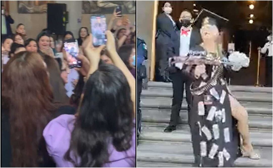 El contraste de las consignas y porras para la ministra presidenta Norma Lucía Piña Hernández. Foto: captura de video 