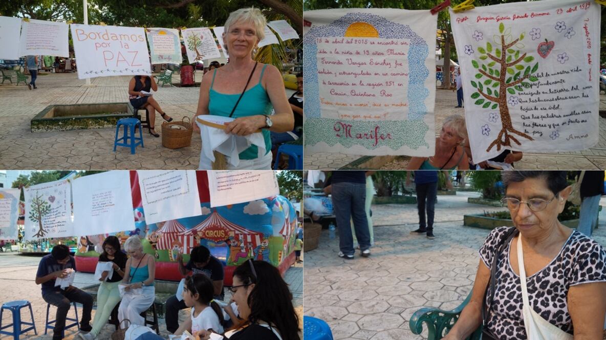 La iniciativa proviene del colectivo “Bordamos por la Paz” que desde 2011 reúne a hombres y mujeres en las plazas públicas (Fotos: Adriana Varillas)