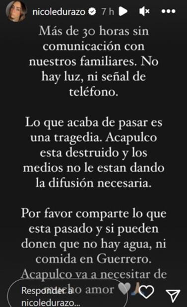 La actriz pidió a sus seguidores mandar ayuda a las personas afectadas  por esta tragedia. Foto: Instagram