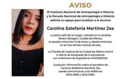 Hallan muerta a Carolina Estefanía, estudiante de la ENAH