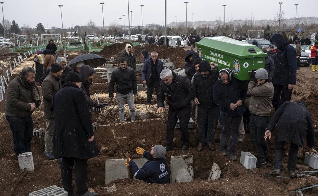 Personas cargan el ataúd de una víctima tras el desastre en Diyarbakir, Turquía. Foto: EFE