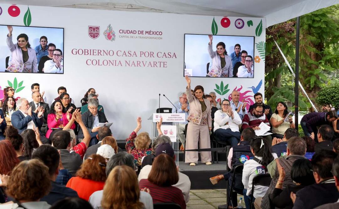 Clara Brugada anuncia más iluminación en la colonia Narvarte (03/07/2025). Foto: Especial