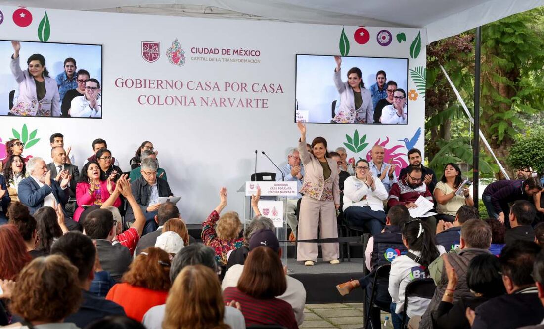 Clara Brugada anuncia más iluminación en la colonia Narvarte (03/07/2025). Foto: Especial