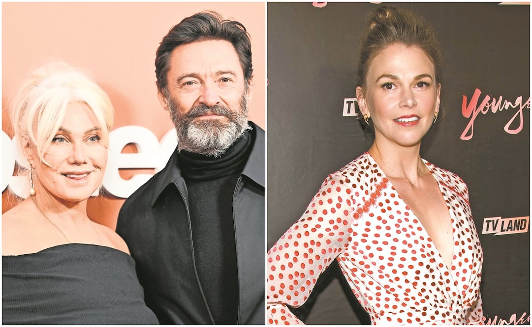 Hugh Jackman con su aún esposa Deborra-Lee Furnes. En la segunda foto aparece Sutton Foster, la nueva pareja del actor de Wolverine. Foto: Archivo.