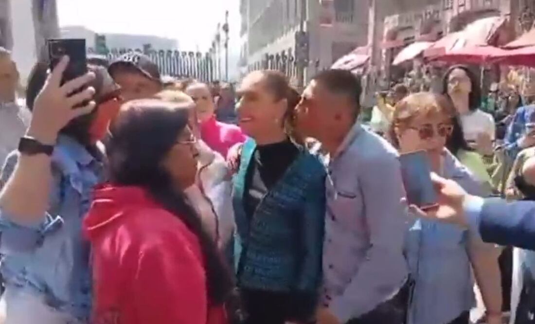 La presidenta Claudia Sheinbaum fue víctima de acoso en el Centro Histórico de la CDMX. Foto: Captura de video