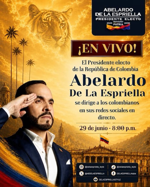 Abelardo De la
Espriella, presidente de Colombia. Imagen de su cuenta de X