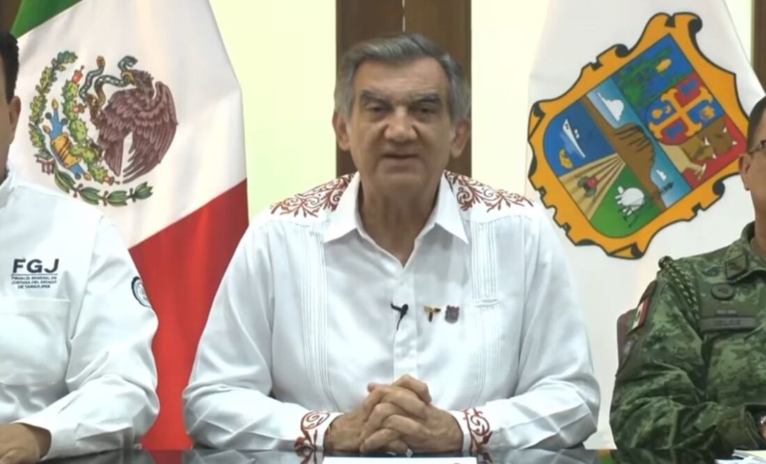 El Gobernador, Américo Villarreal Anaya, en reunión con los integrantes de las instituciones que integran la Mesa de Seguridad en Tamaulipas. Foto: captura de pantalla