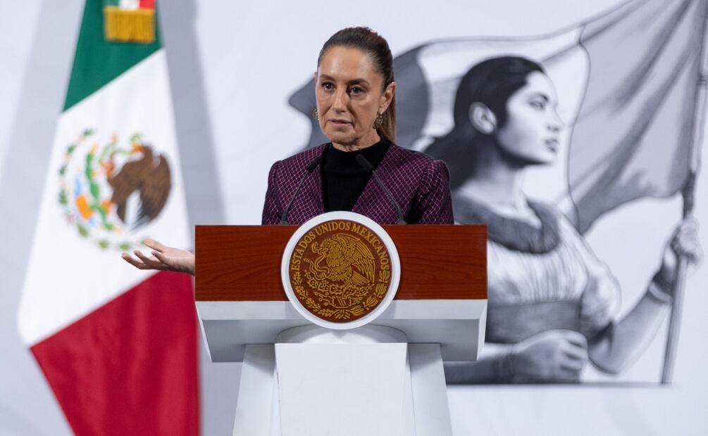 La presidenta de México, Claudia Sheinbaum Pardo, durante la mañanera en Palacio Nacional de la Ciudad de México, el viernes 31 de octubre de 2025 (31/10/2025). Foto: Hugo Salvador / EL UNIVERSAL