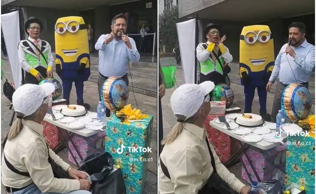 Hombre festeja el cumpleaños de su hija afuera de los juzgados en el Edomex. Foto: Capturas de TikTok @agustinramirez311