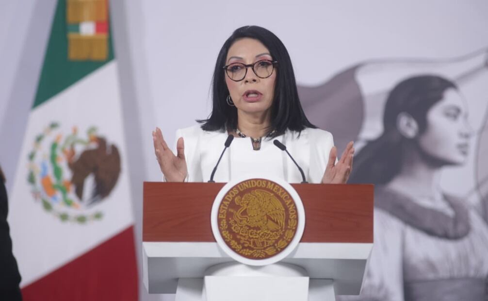 Esthela Damián, consejera jurídica del ejecutivo federal, durante la mañanera del 17 de febrero del 2026. Foto: Carlos Mejía / EL UNIVERSAL