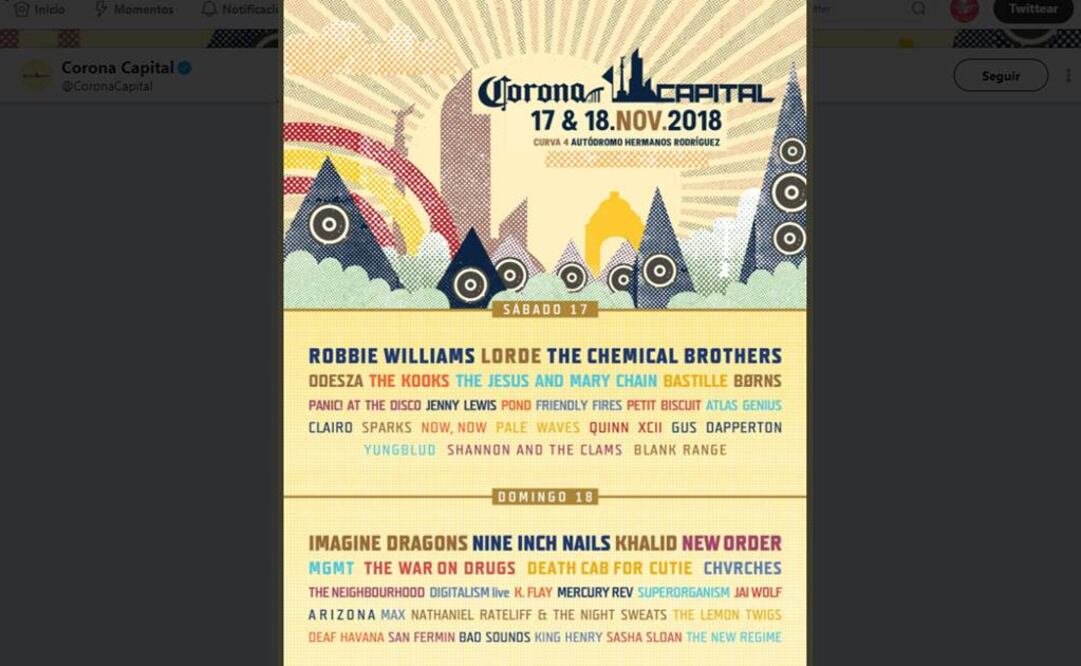 El Corona Capital se realizará el próximo noviembre  FOTO: TWITTER