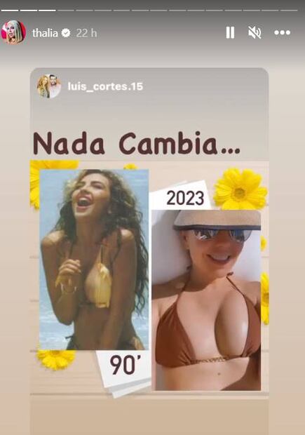 La cantante hace 20 años y actualmente. Foto: Instagram thalia.