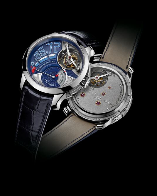 Art Piece 2 - Edition 2: Reloj cuya mayor innovación es la manera en que presenta el tiempo. No marca la hora actual, sino el tiempo que queda, en una suerte de memento mori. 