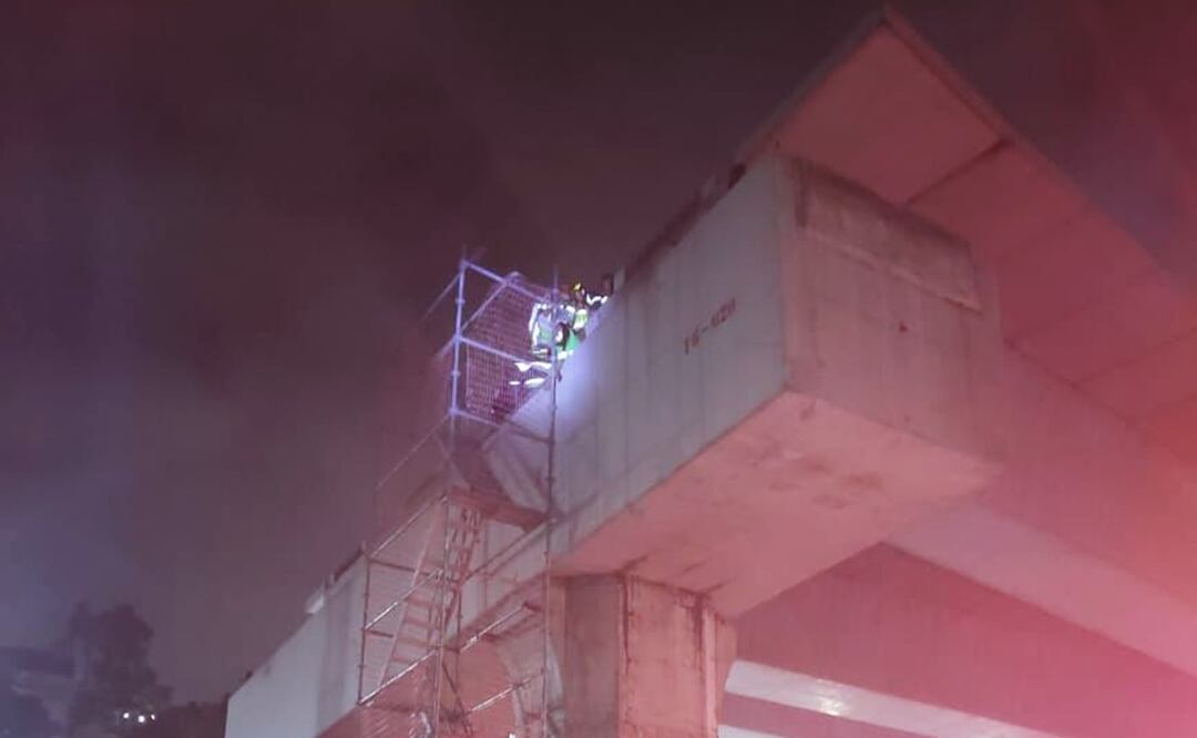 Dos trabajadores resultan lesionados al caer de estructura en obras del Tren Interurbano México-Toluca. Foto: Especial
