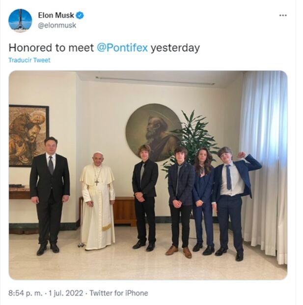 Papa Francisco se reúne con el magnate Elon Musk 