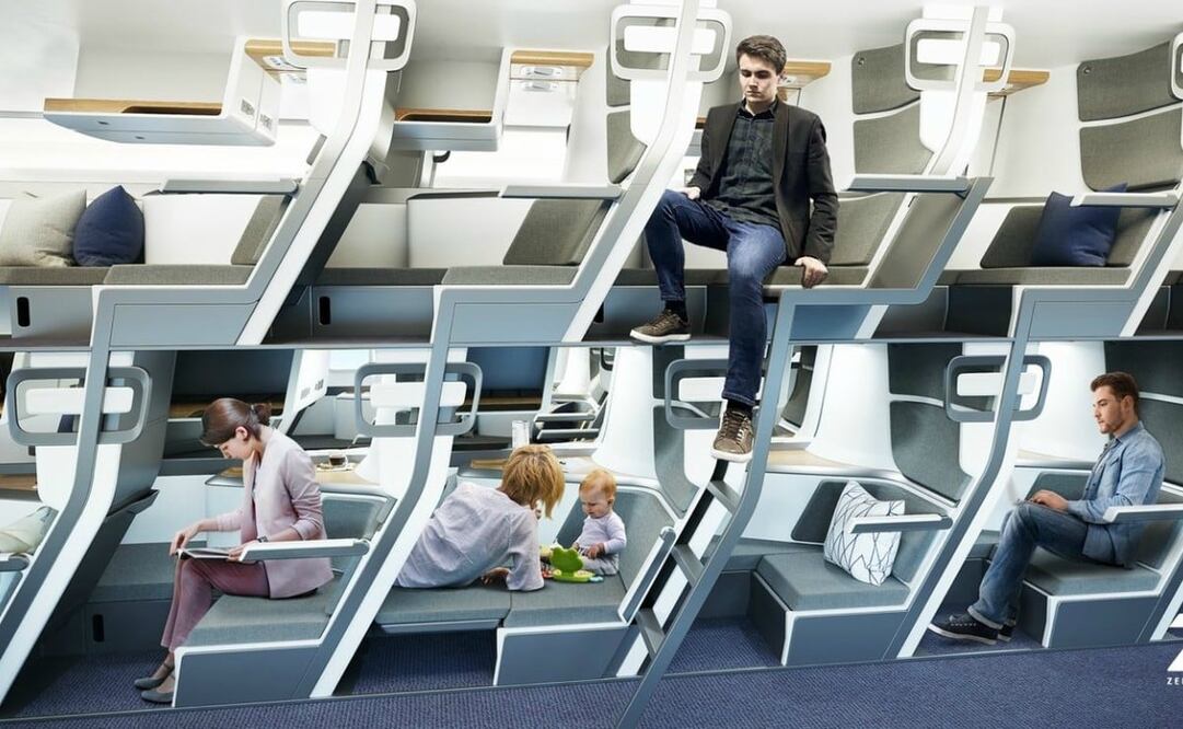 El asiento tipo litera permitiría guardar la sana distancia y dormir tranquilamente. Foto: Cortesía