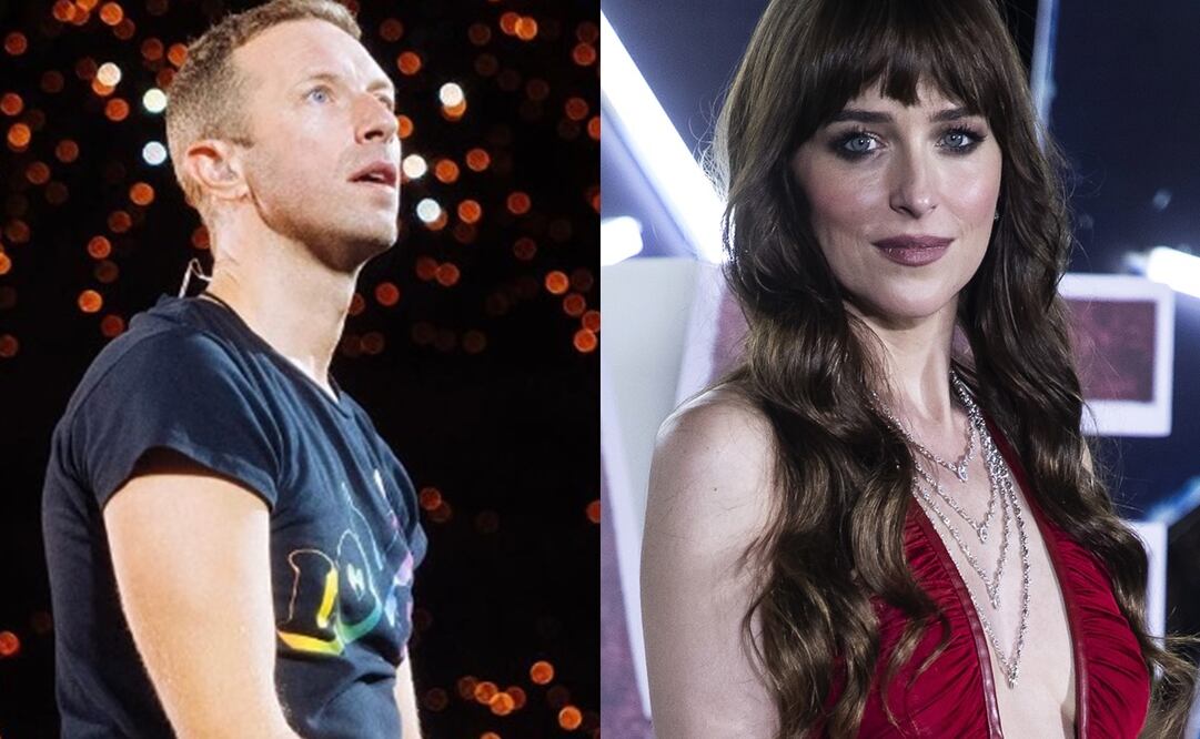 Chris Martin y Dakota Johnson comenzaron a salir en 2017. Fotos: @stevieraegibbs vía Instagram de Coldplay y AP/Marco Ugarte.