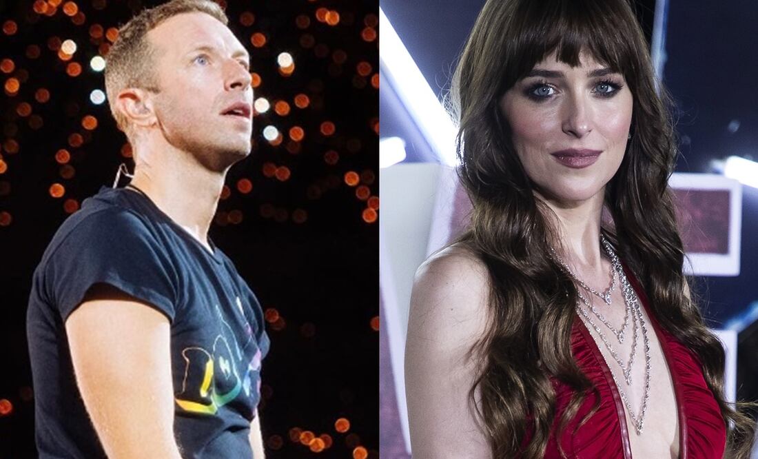 Chris Martin y Dakota Johnson comenzaron a salir en 2017. Fotos:   @stevieraegibbs vía Instagram de Coldplay y AP/Marco Ugarte.