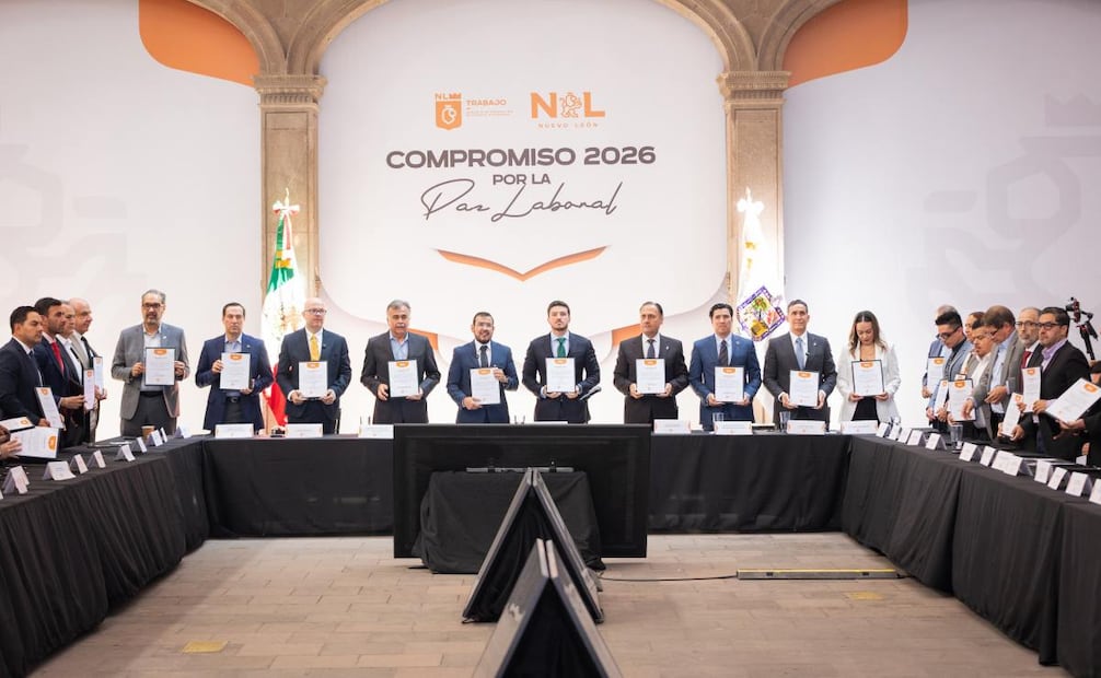 Nuevo León firma Compromiso por la Paz Laboral (04/05/2026). Foto: Especial