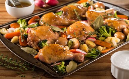 Pollo en salsa de mango y habanero con verduras al horno 