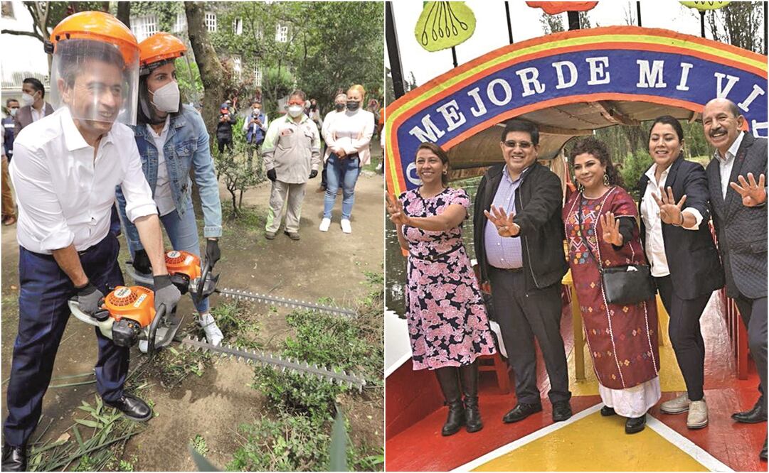 Giovani Gutiérrez (Coyoacán) y Lía Limón (Álvaro Obregón) realizaron la jornada de servicios (izquierda). Alcaldes de Morena conformaron una alianza e impulsarán transformación en el Canal de Chalco. Fotos: ESPECIAL