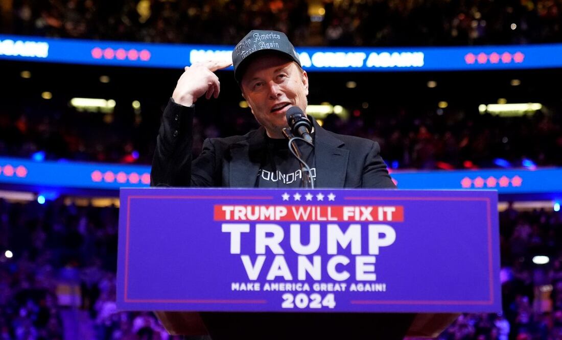 Elon Musk habla en el evento de campaña a favor del candidato presidencial republicano Donald Trump en el Madison Square Garden de Nueva York el 27 de octubre del 2024. Foto: AP