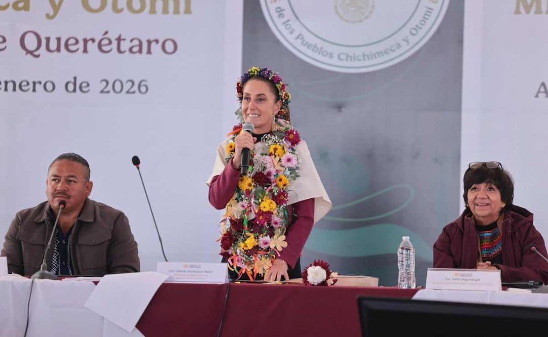 La presidenta Claudia Sheinbaum en conferencia en Guanajuato este 18 de enero del 2026. Foto: Presidencia