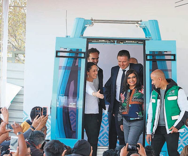 La jefa de Gobierno de la Ciudad de México, Claudia Sheinbaum, presentó el prototipo de las cabinas del Cablebús que atenderá la demanda en transporte de 300 mil personas. Foto: ESPECIAL