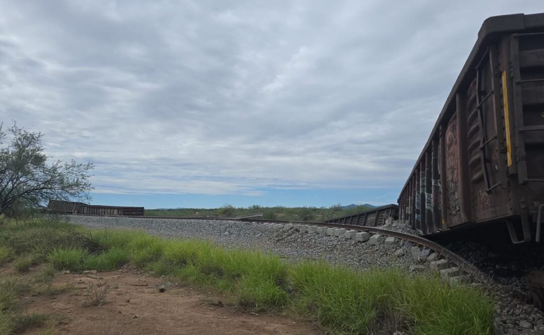 Se descarrila tren con nueve vagones en Carbó, Sonora (01/08/2025). Foto: Especial