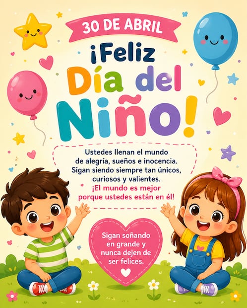 Las mejores imágenes para dedicar este 30 de abril, Día del Niño. Foto: Creada con IA