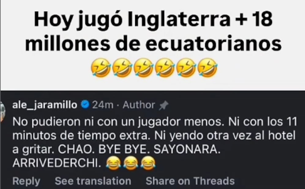 Alejandra Jaramillo se burló de México tras perder contra Inglaterra.