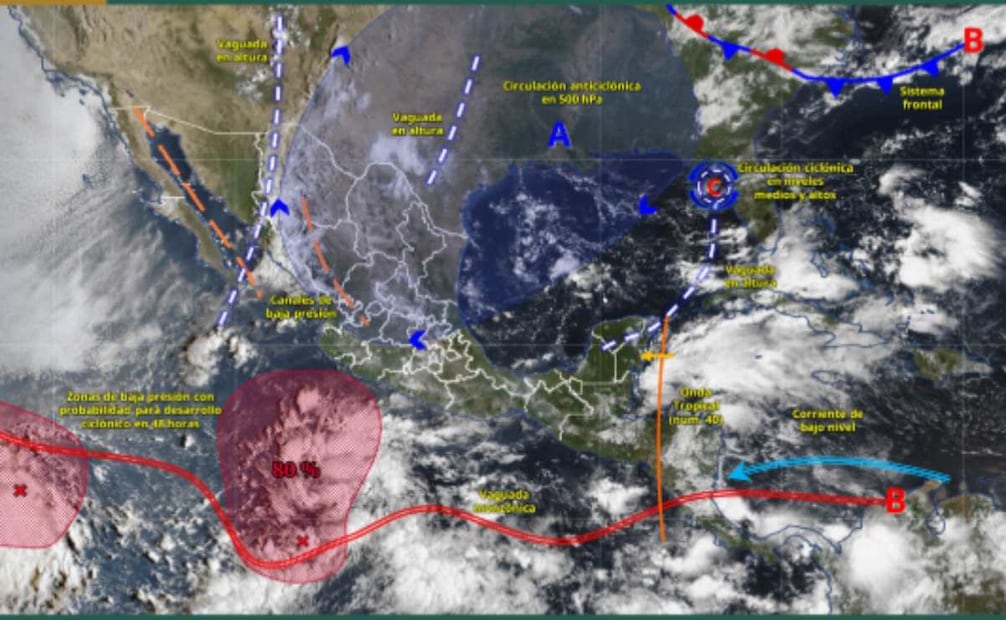 Sistemas meteorológicos que afectan a México. (19/09/2026) Foto: Servicio Meteorológico Nacional (SMN).
