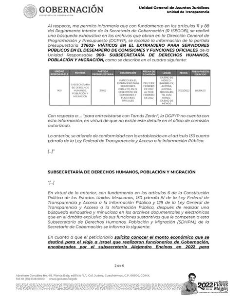 Confirman que Encinas viajó a Israel y Austria