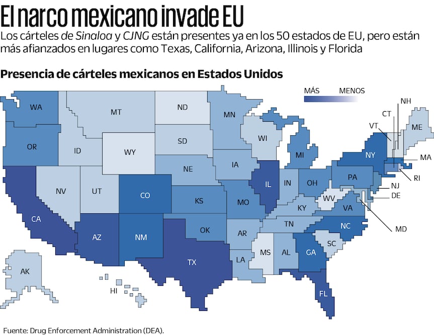 El narco mexicano invade EU. Fuente: Drug Enforcement Administration (DEA)