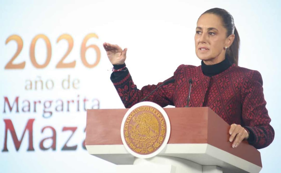 La presidenta Claudia Sheinbaum durante la mañanera del 13 de enero del 2026. Foto: Luis Camacho / EL UNIVERSAL