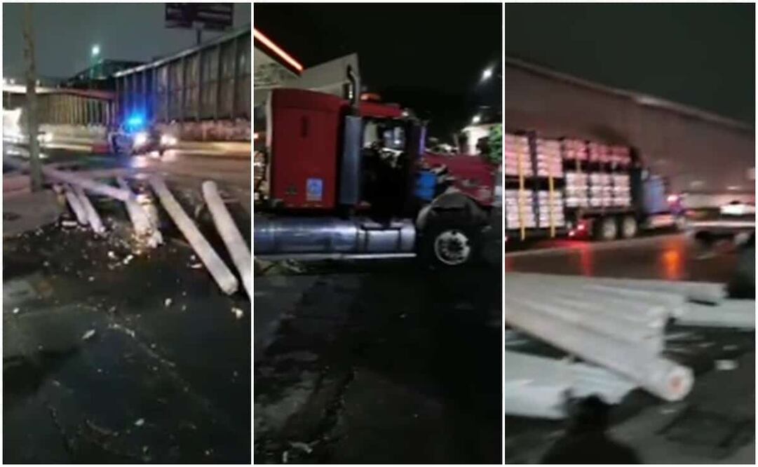 Los postes de concreto quedaron regados frente a la estación del Metro Oceanía. Foto: Tomada de video