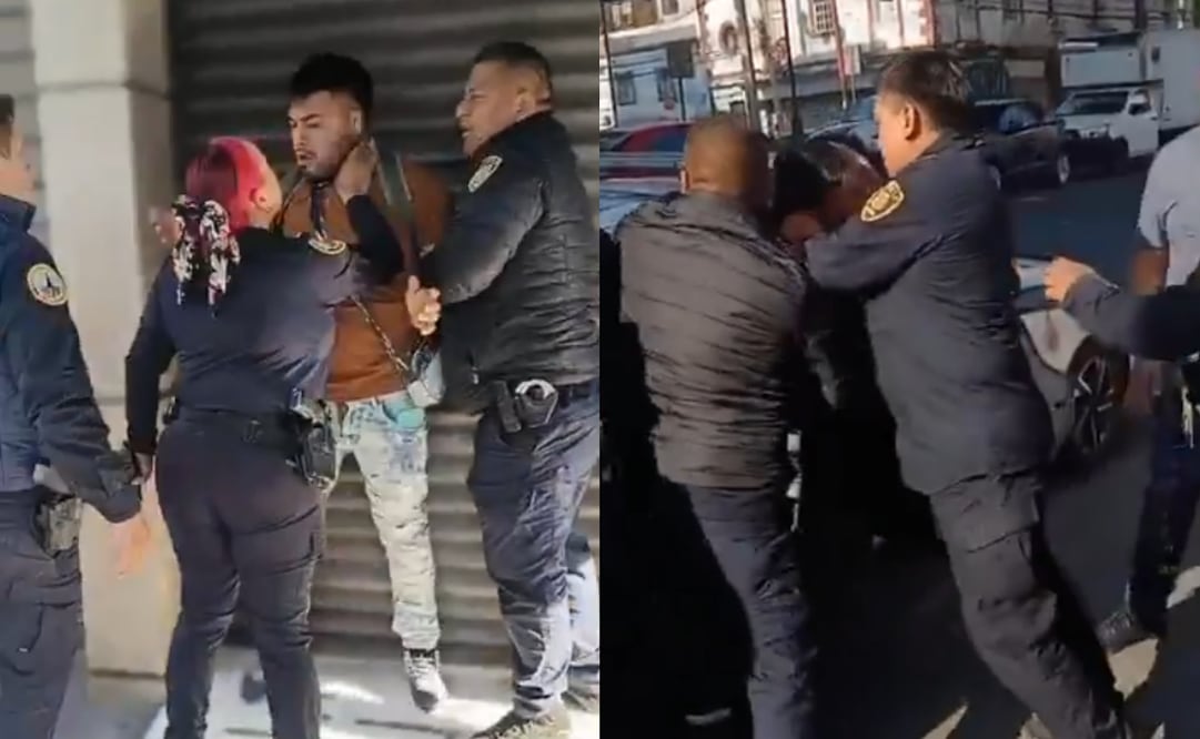 Video exhibe jaloneos entre policías y civiles en la Cuauhtémoc; sospechosos logran escapar.
Foto: Captura de pantalla.