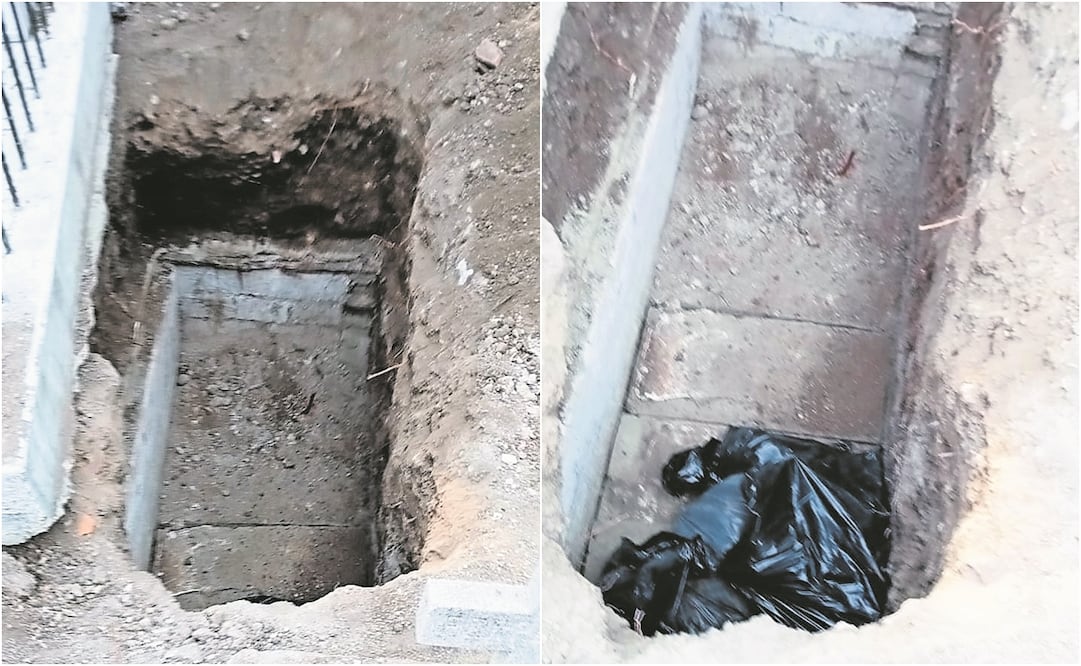 Cinco hombres fueron detenidos cuando fueron hallados al lado de un ataúd abierto y con una bolsa con restos óseos. Foto: Especial