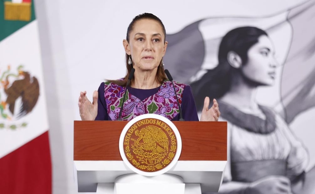 La presidenta Claudia Sheinbaum durante la “Mañanera del Pueblo” en Palacio Nacional de este jueves 16 de abril de 2026. Foto: Diego Simón Sánchez/ EL UNIVERSAL