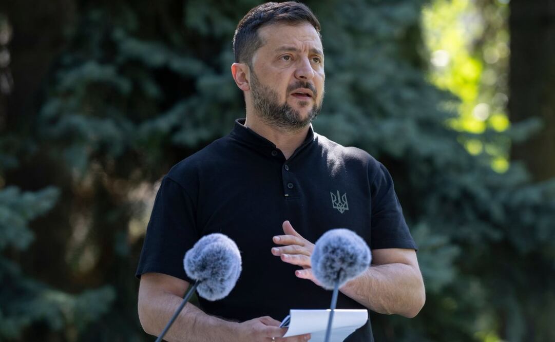 El presidente ucraniano, Volodímir Zelensky, ofrece una rueda de prensa en Kiev, Ucrania, el 29 de agosto de 2025, en medio de la invasión rusa. Foto: EFE