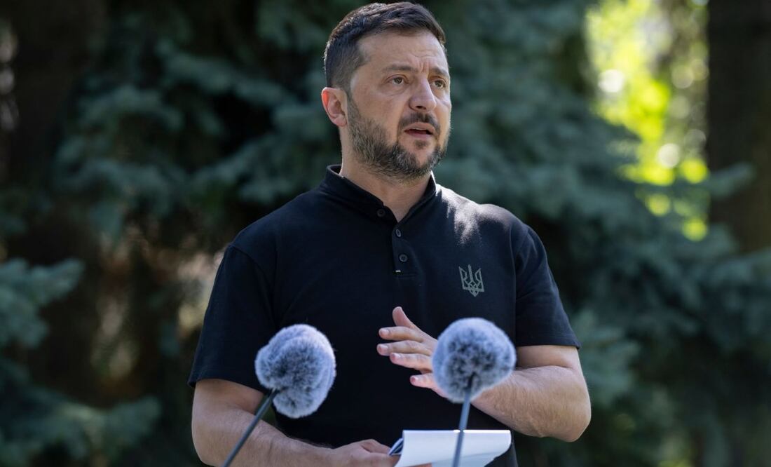 El presidente ucraniano, Volodímir Zelensky, ofrece una rueda de prensa en Kiev, Ucrania, el 29 de agosto de 2025, en medio de la invasión rusa. Foto: EFE
