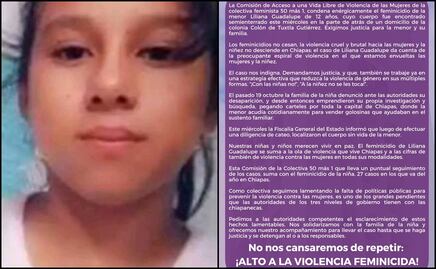 Localizan cuerpo de Liliana Guadalupe, niña de 12 años desaparecida en Chiapas; colectivas feministas y familia exigen justicia