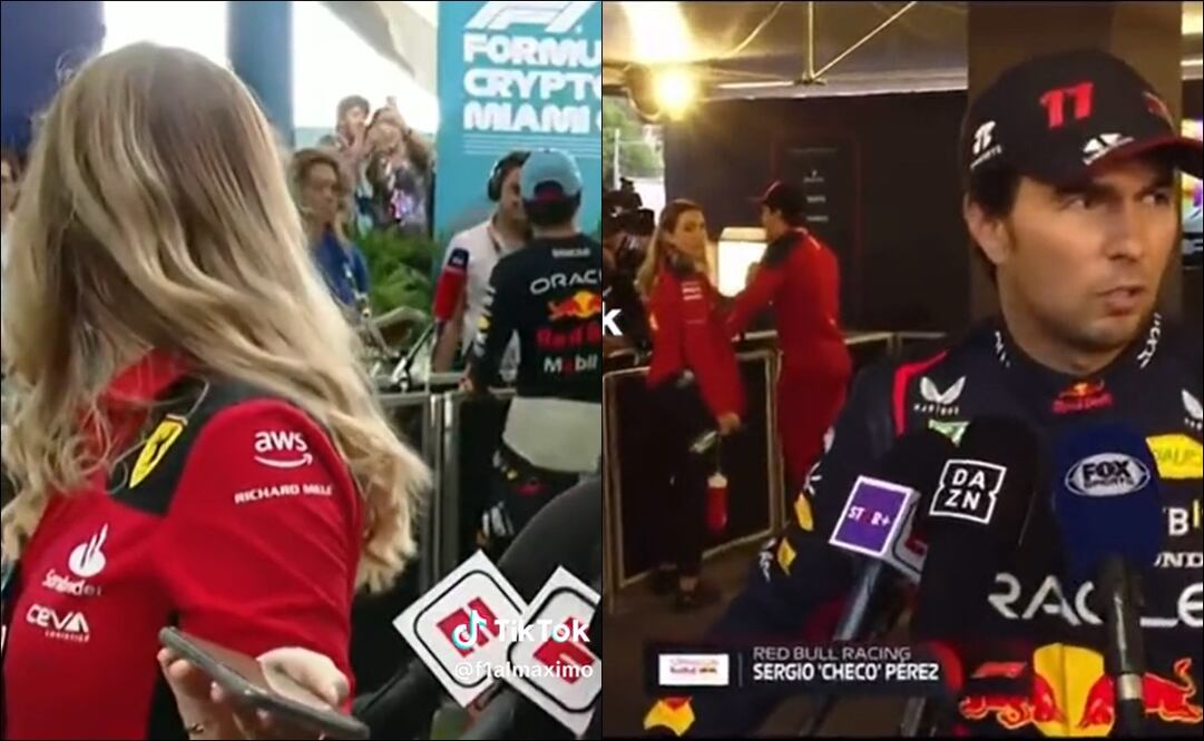 La jefa de prensa de Ferrari se distrae viendo a Checo Pérez - Foto: Especial