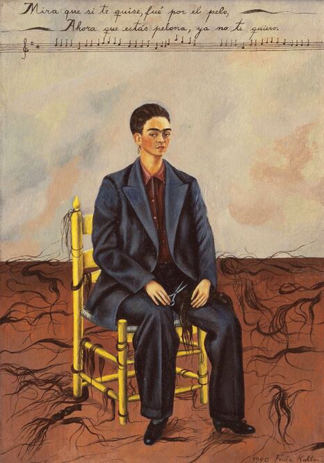 Autorretrato con pelo cortado (1940), pintura de la artista Frida Kahlo (FOTO: SECRETARÍA DE CULTURA)