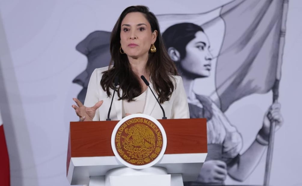 Claudia Curiel, secretaria de Cultura, durante la conferencia de prensa de la presidenta Claudia Sheinbaum desde Palacio Nacional (26/06/2026). Foto: Fernanda Rojas / EL UNIVERSAL